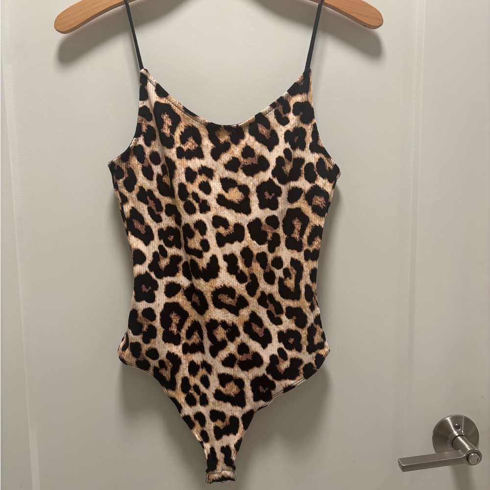 H&M Leopard Print Backless Tank Bodysuit